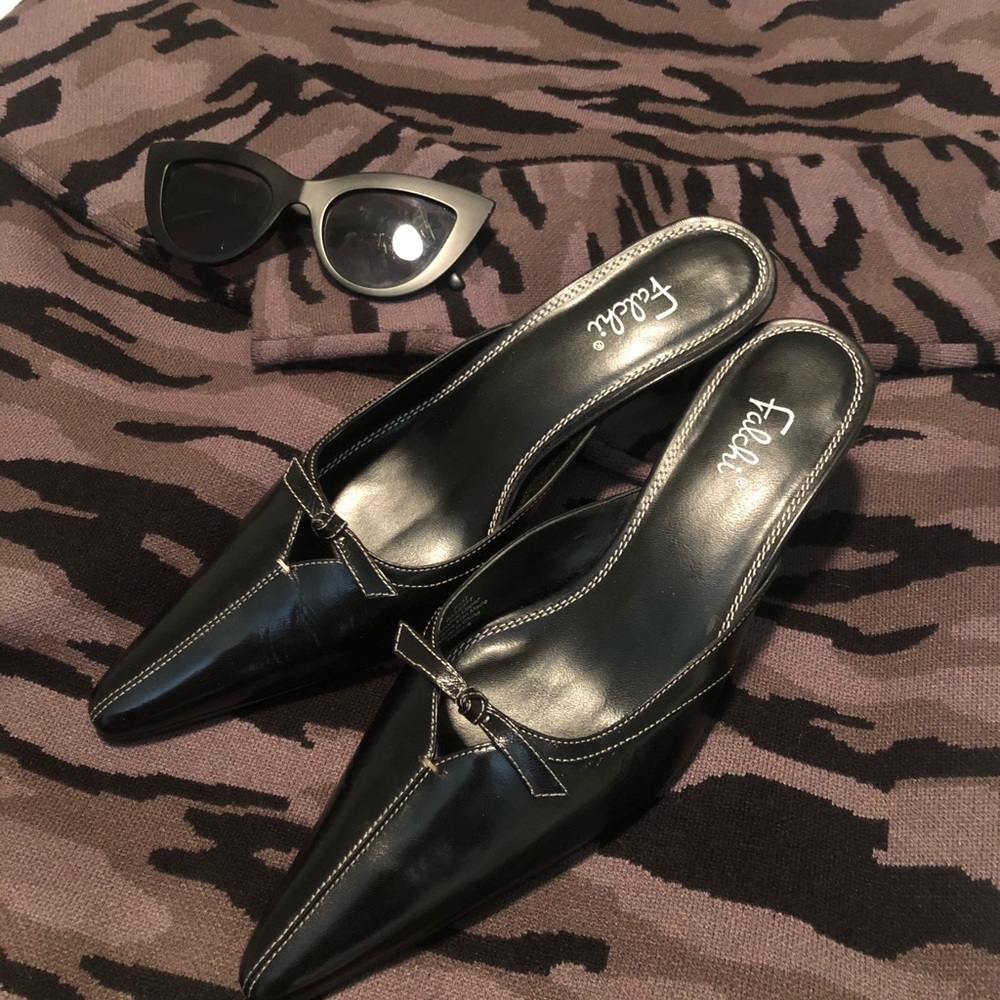 Falchi black slides.